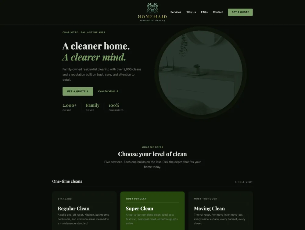 yourhomemaid.com homepage hero